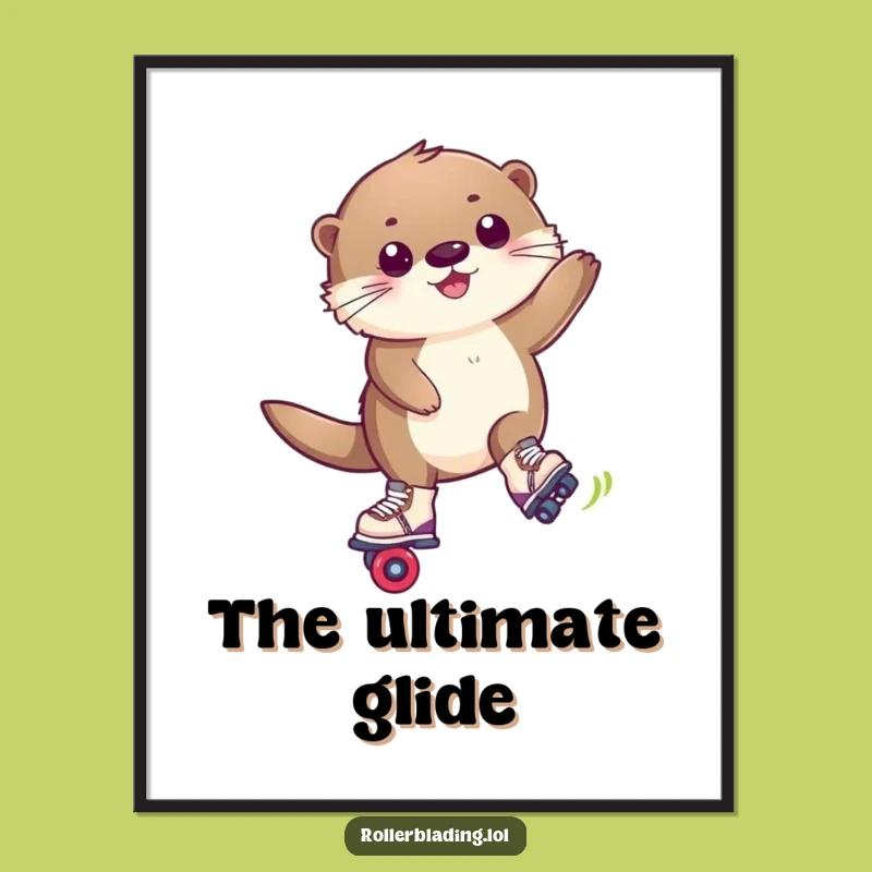 Funny Otter Roller Blade Digital Art: Instant Action and Humor