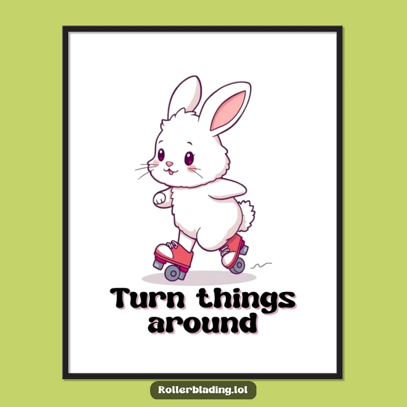 Instant Funny Bunny Roller Skating Digital Art Print: Cute Home Decor