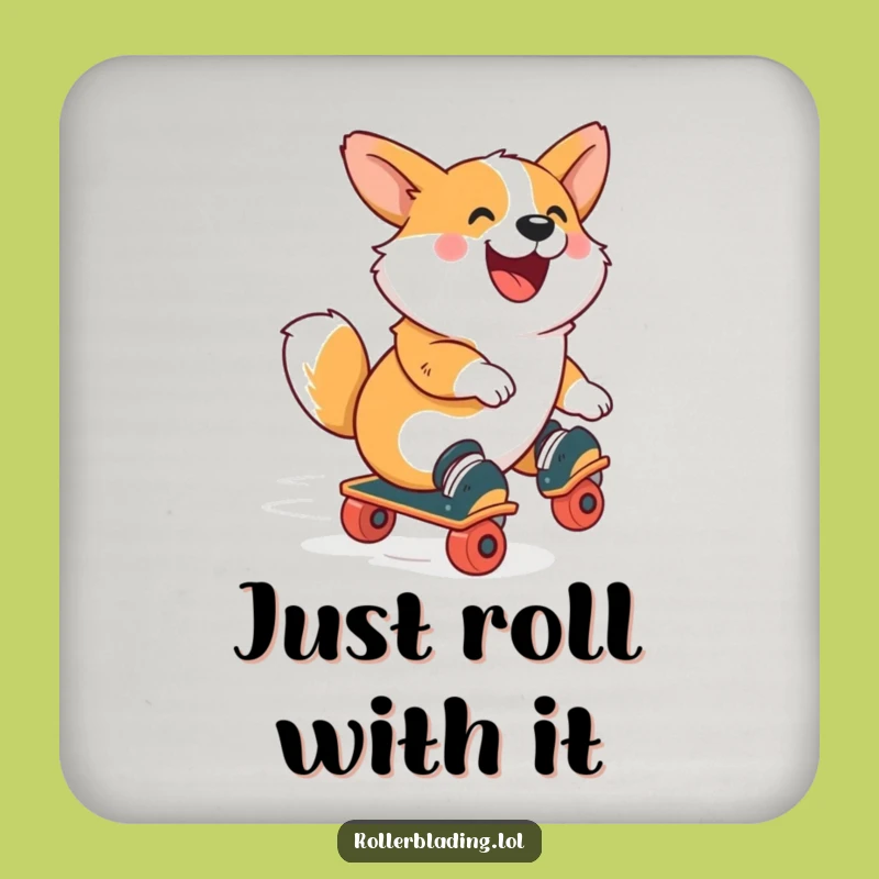 Funny Corgi Roller Skate Coaster: Protect Surfaces with a Joyful, Skating Dog
