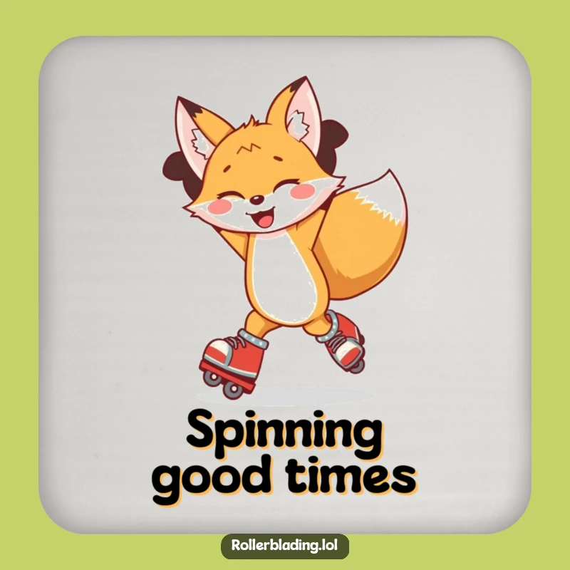 Funny Fox Rollerblading Drink Coaster - Joyful Spin Table Protector