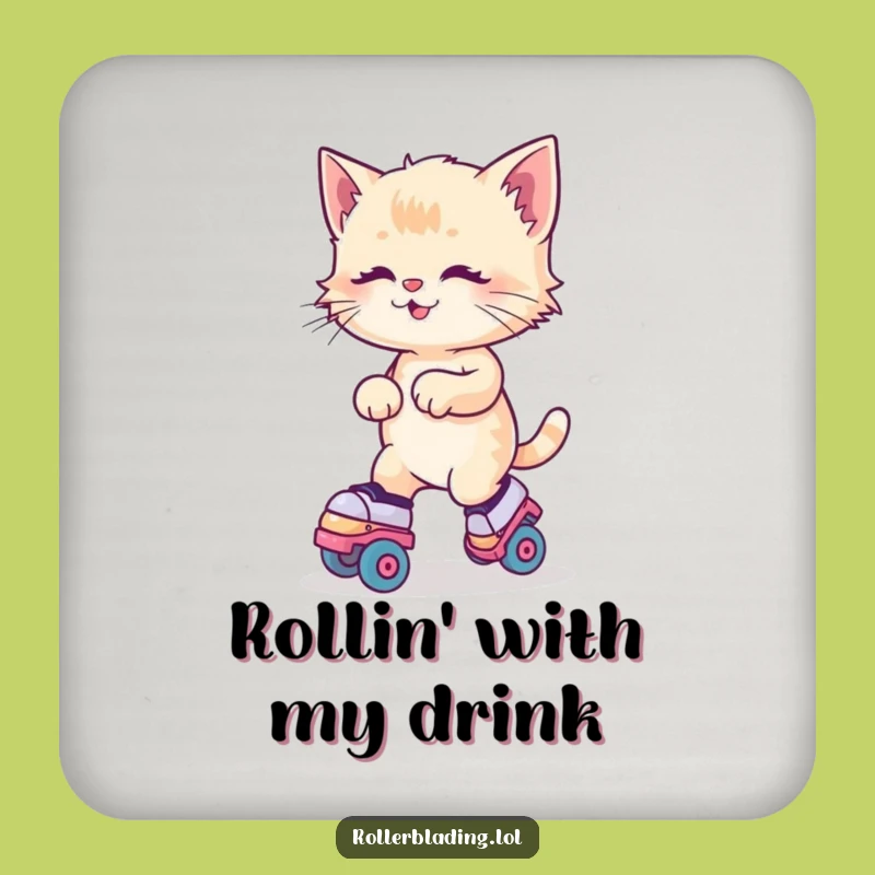 Funny Kitten Roller Skates Coasters: Protect Surfaces with Feline Fun