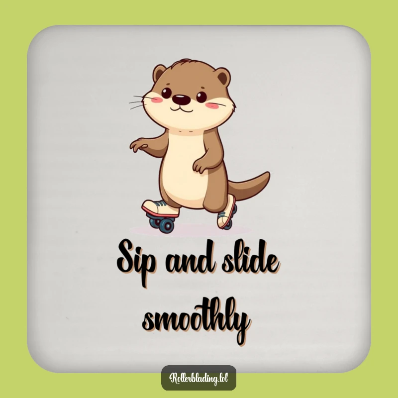 Funny Otter Roller Skating Coaster: Determined Wobbles, Hilarious Table Protector Gift!