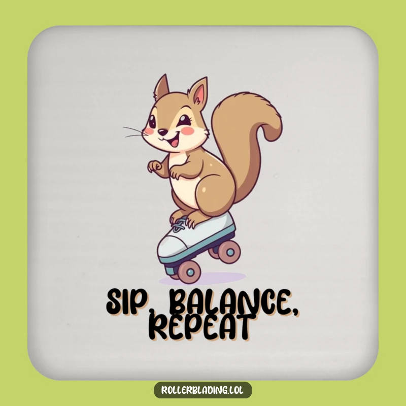 Funny Squirrel Roller Skate Coaster: Protect Surfaces with a Balancing Act