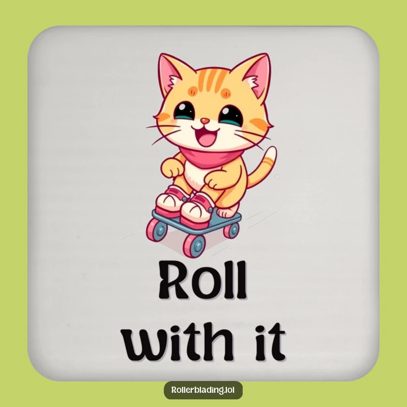 Funny Roller Skating Cat Coaster: Protect Surfaces with a Joyful Feline's Smooth Moves