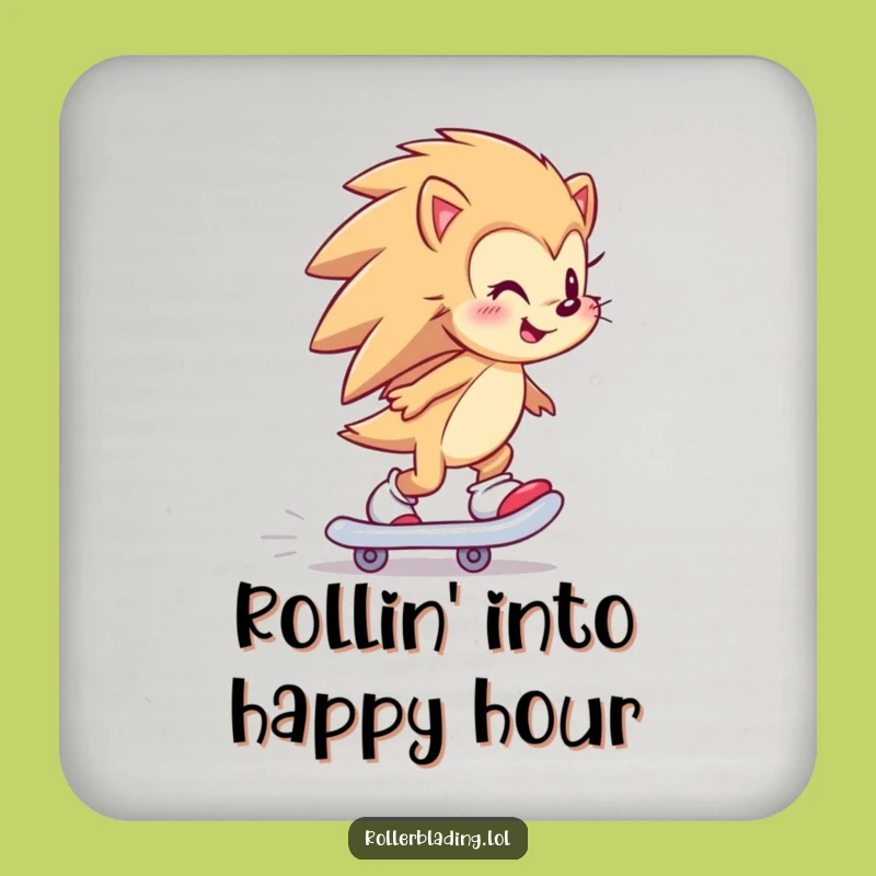 Funny Hedgehog Coaster Set: Hilarious Skater Theme for Table Protection