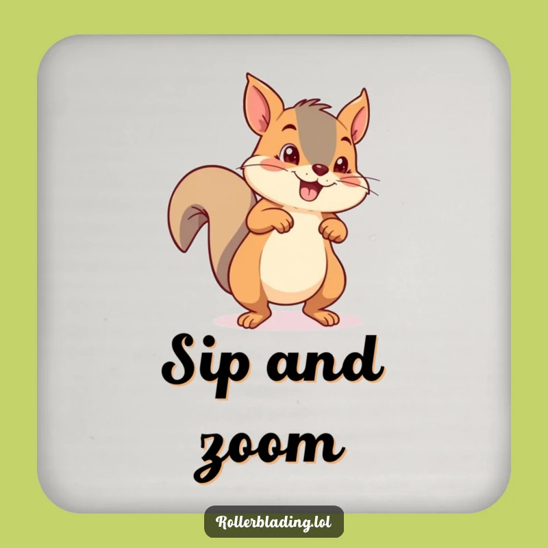 Protect Surfaces Funny Squirrel Roller Skating Coaster: Playful Drink Decor