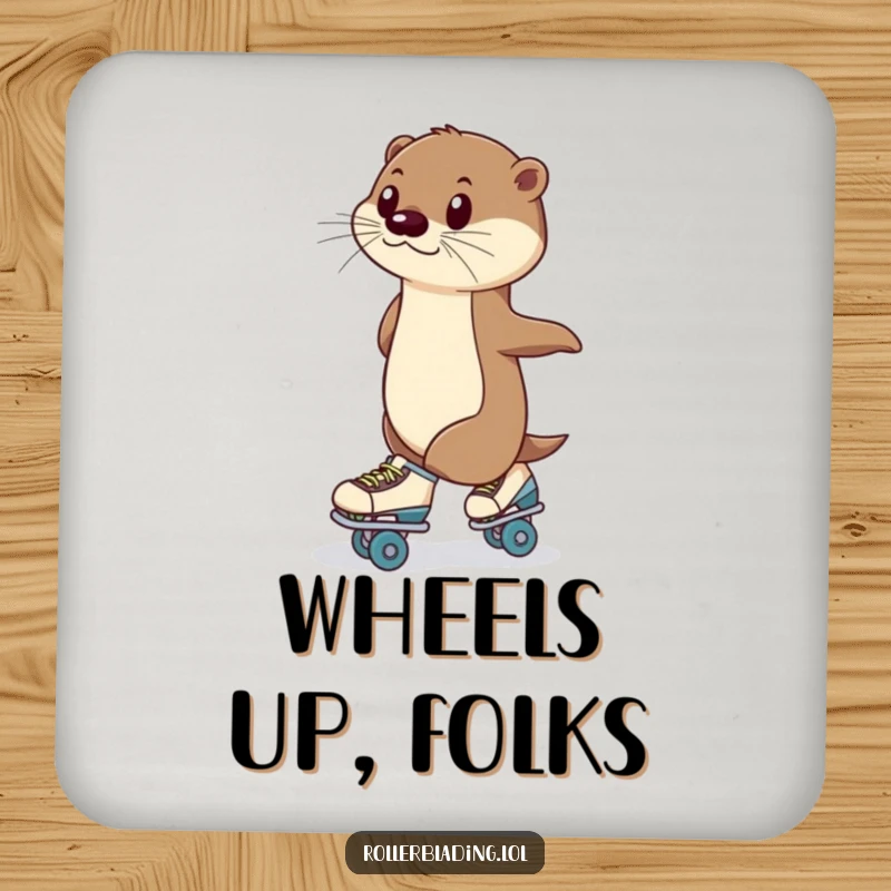 Funny Coasters: A poised otter roller skating, protecting drinks with a blend of grace, humor, and style.