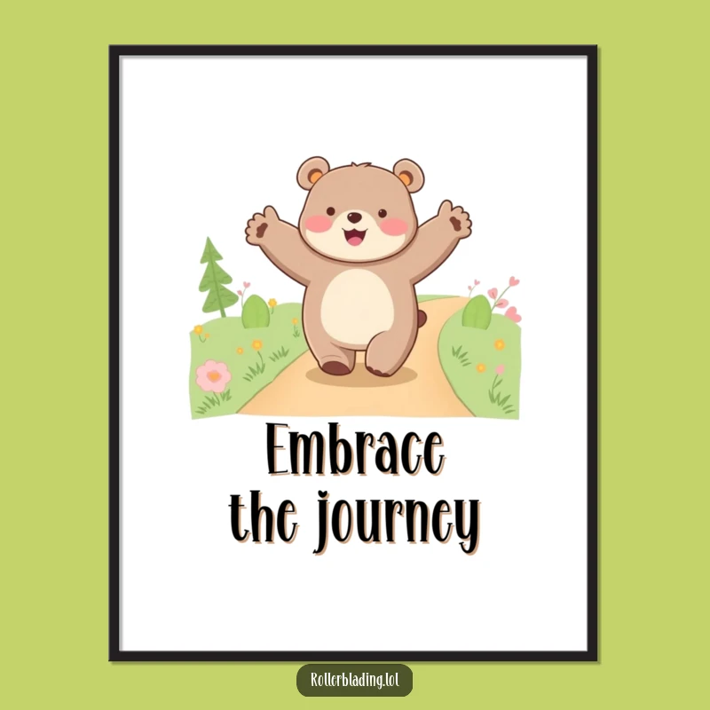 Funny Happy Bear Cruising Poster: Joyful Journey Art for Your Walls