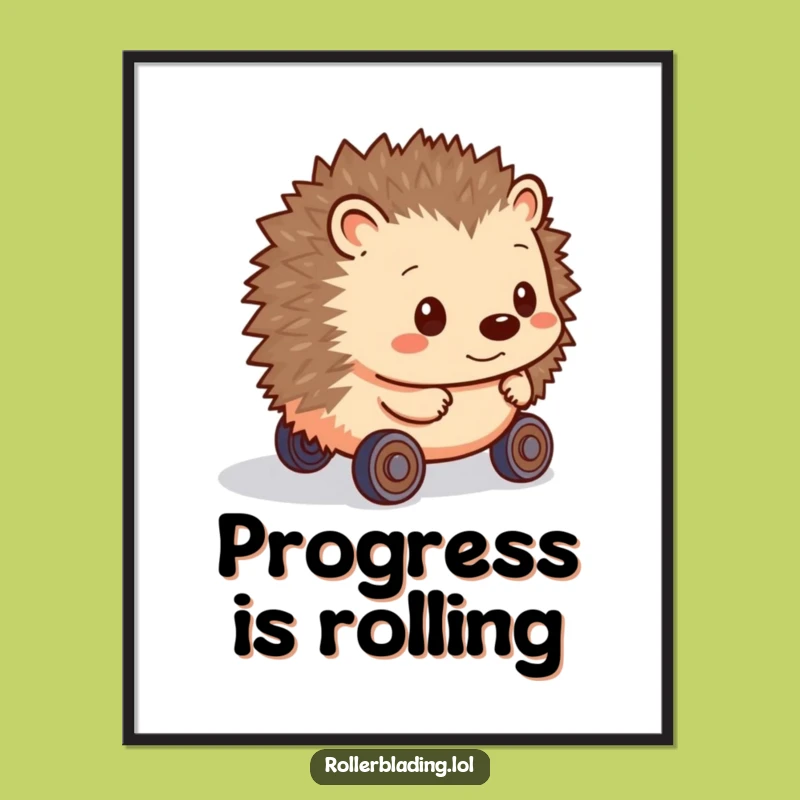 Funny Hedgehog Poster: Hesitant Wheels Art, Charming Funny Gift for Walls