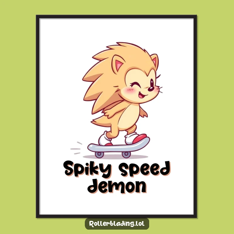 Funny Hedgehog Skater Poster: Hilarious Art for the Sporty and Fun