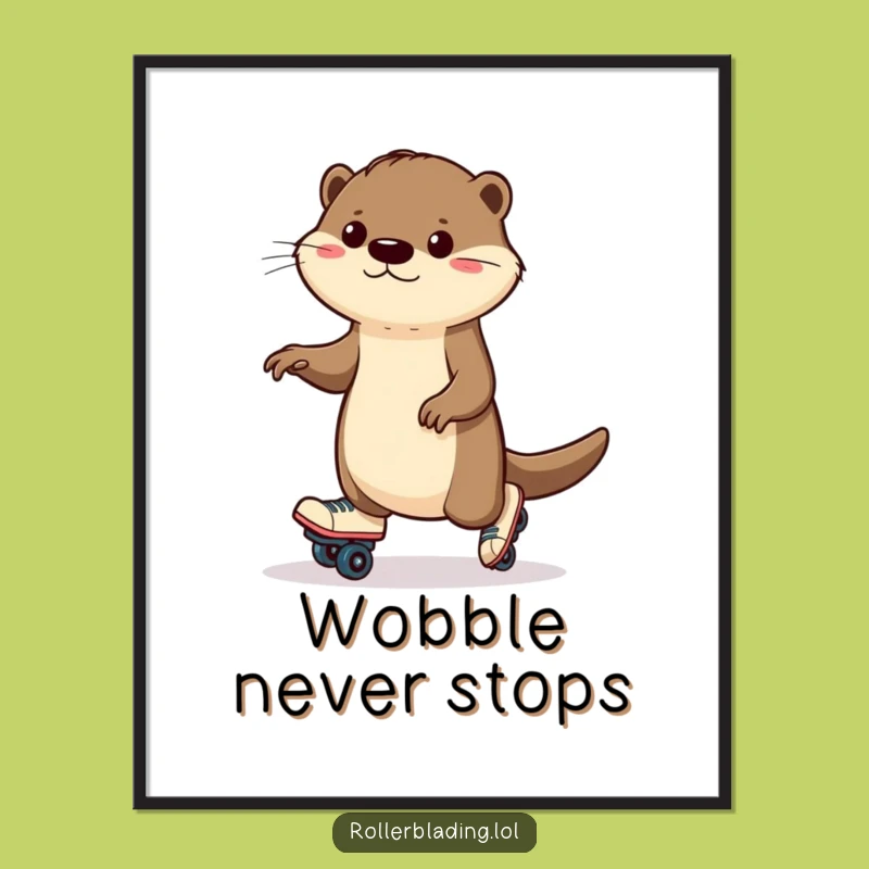 Funny Otter Roller Skating Poster: Determined Moves, Hilarious Wall Art Gift!
