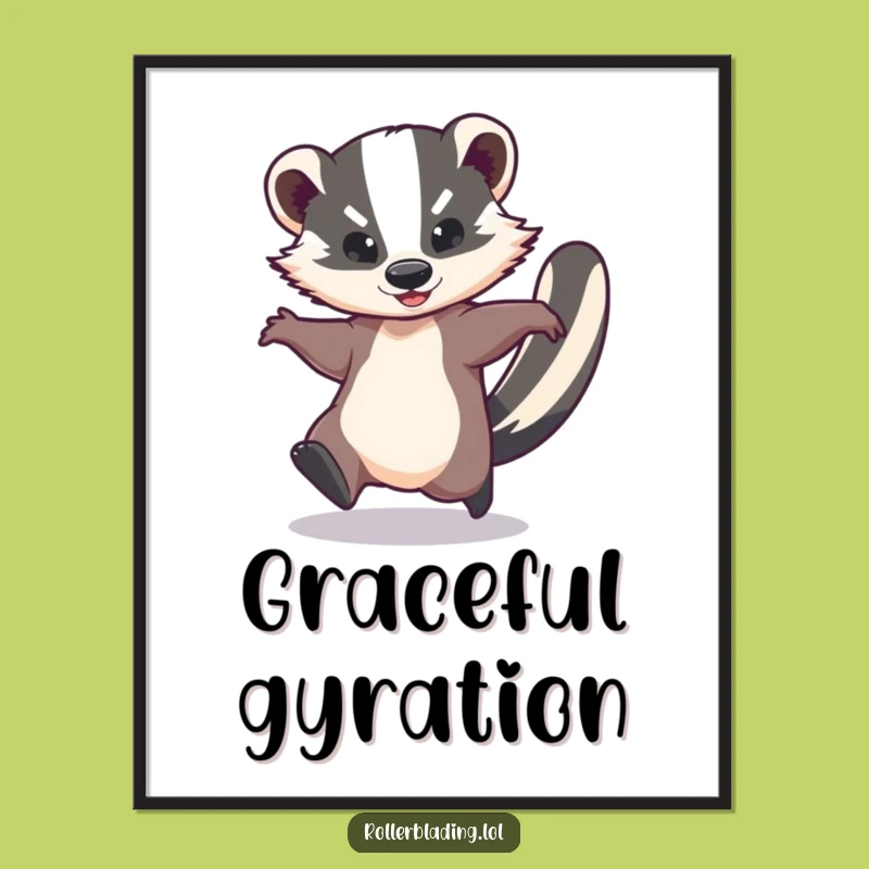 Funny Spinning Badger Poster - Whimsical Wall Art, Dynamic Gift