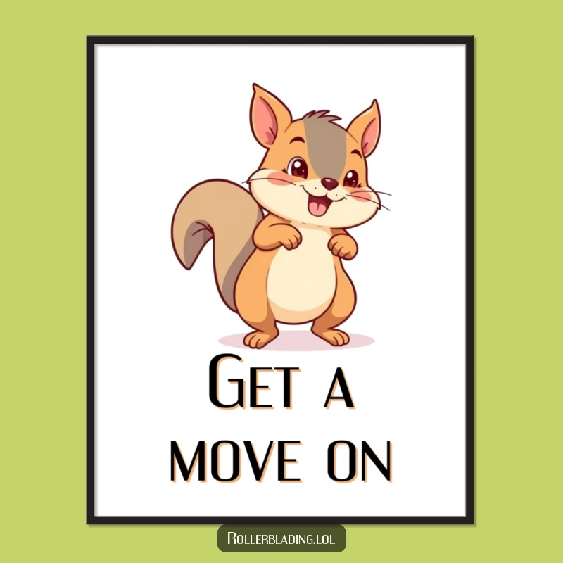 Funny Squirrel Roller Skating Poster: Energetic Wall Art