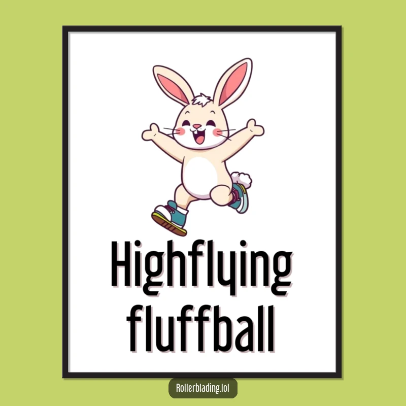 Funny Bunny Roller Skating Poster: Joyful Jumps, Hilarious Wall Art Gift!