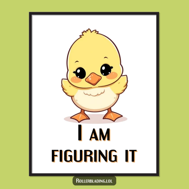 Funny Wobbly Duckling Poster: Adorable Art for a Cheerful Space