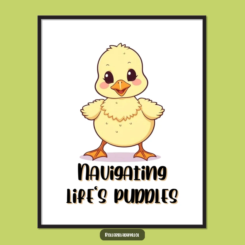 Funny Wobbly Duckling Poster - Unsteady Journey Art, Adorable Humor Gift
