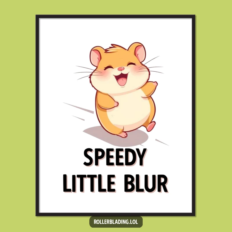 Funny Giggling Hamster Poster - Speeding Downhill, Wall Art for Playful Spaces