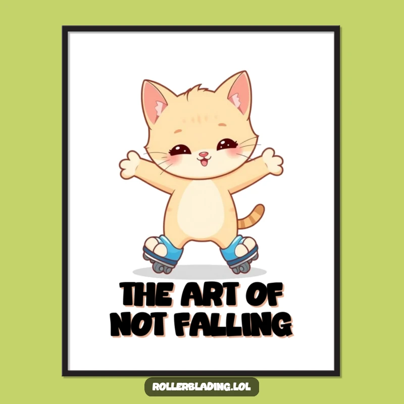 Funny Kitten Roller Skate Wobble Poster - Adorable Wall Art Gift for Charm Lovers