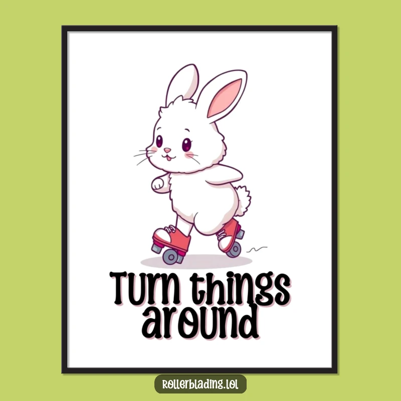 Funny Bunny Roller Skating Poster: Adorable Wall Art for Cute Lovers