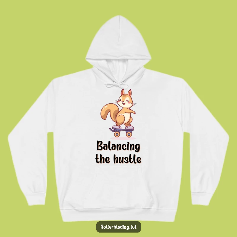 Funny Squirrel Roller Skate Hoodie: Cozy Comfort with a Cheerful Balancer