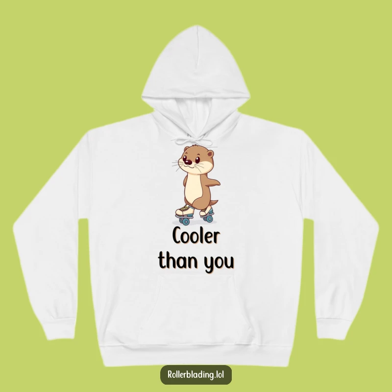 Funny Otter Roller Skating Hoodie: Coziest Warmth with a Poised, Hilarious Vibe