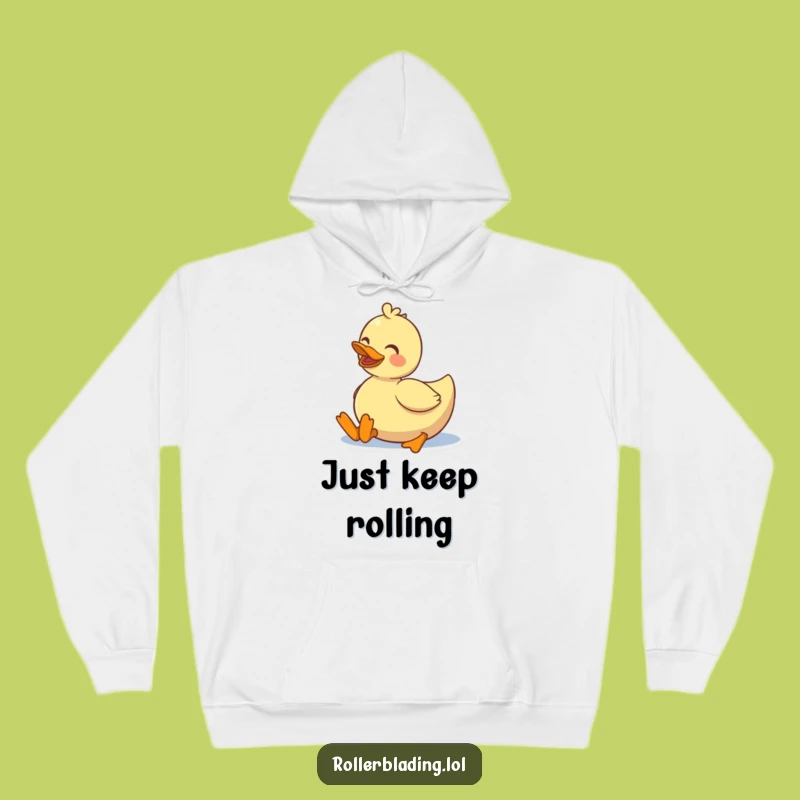 Cozy Funny Duck Roller Skating Hoodie: Warm Smiles & Laughs