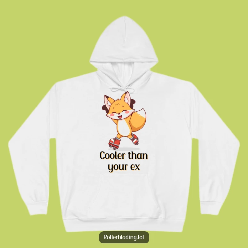 Funny Fox Rollerblading Hoodie - Cozy Joyful Spin Apparel