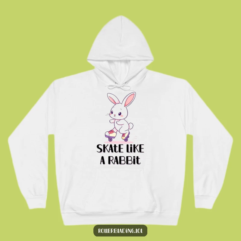 Funny Roller Skating Rabbit Hoodie: Cozy Comfort with a Curious Bunny's Smooth Ride