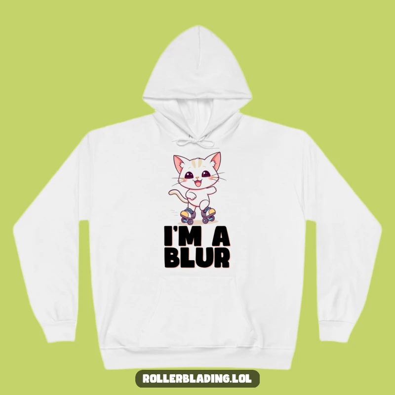 Funny Cat Roller Skater Hoodie - Cozy Zooming Feline Sweatshirt
