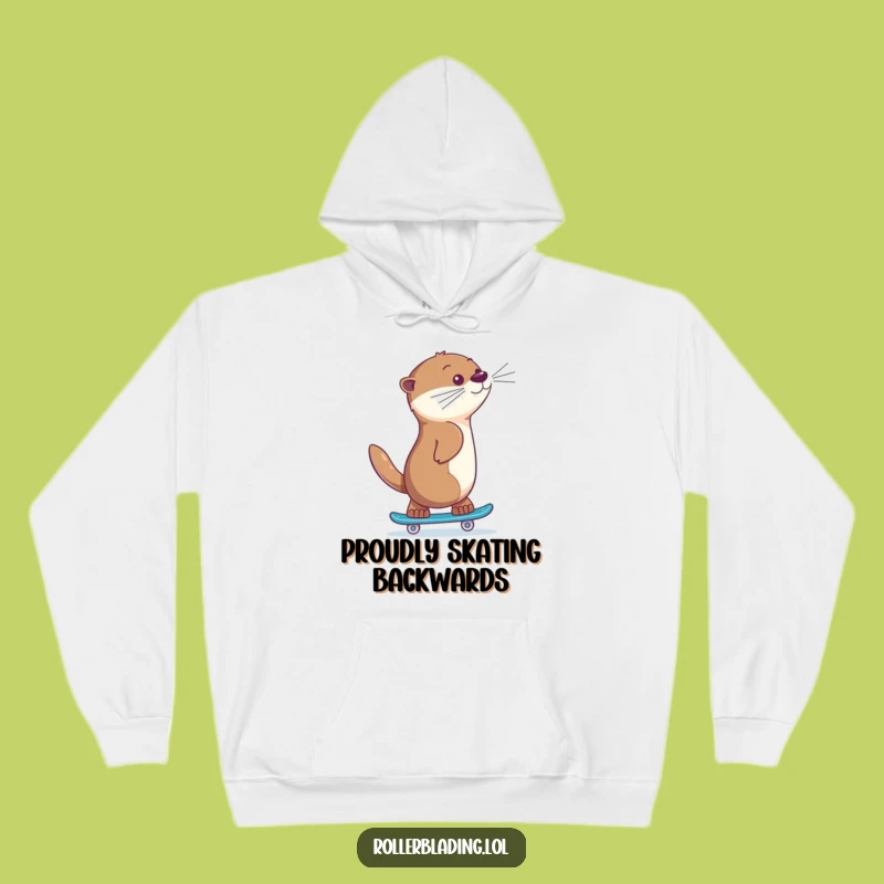 Funny Otter Skating Hoodie: Cozy Backwards Athlete Comfort, Ultimate Humorous Gift