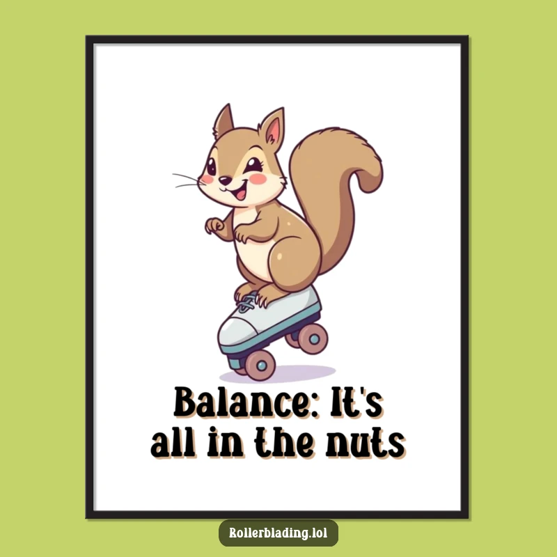 Free Printable Squirrel Roller Skate Wall Art Funny Downloadable Decor Gift