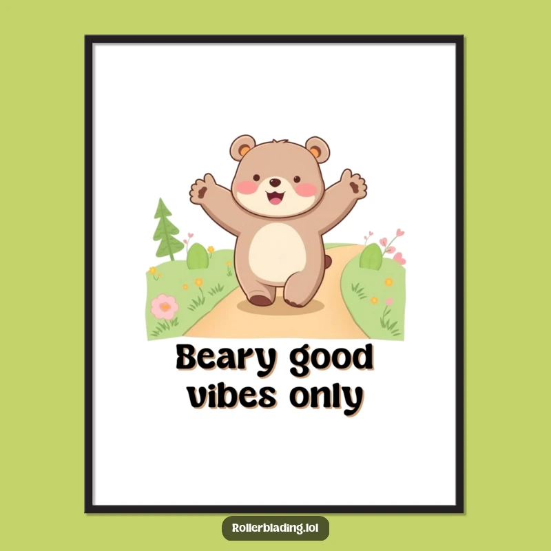 Free Printable Wall Art: Happy Bear Cruising Joyful Funny Downloadable Art