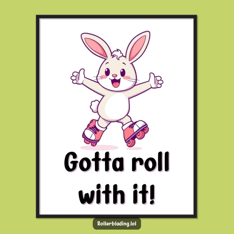 Free Printable Bunny Art: Cheerful Skater Zooming Downloadable Wall Decor
