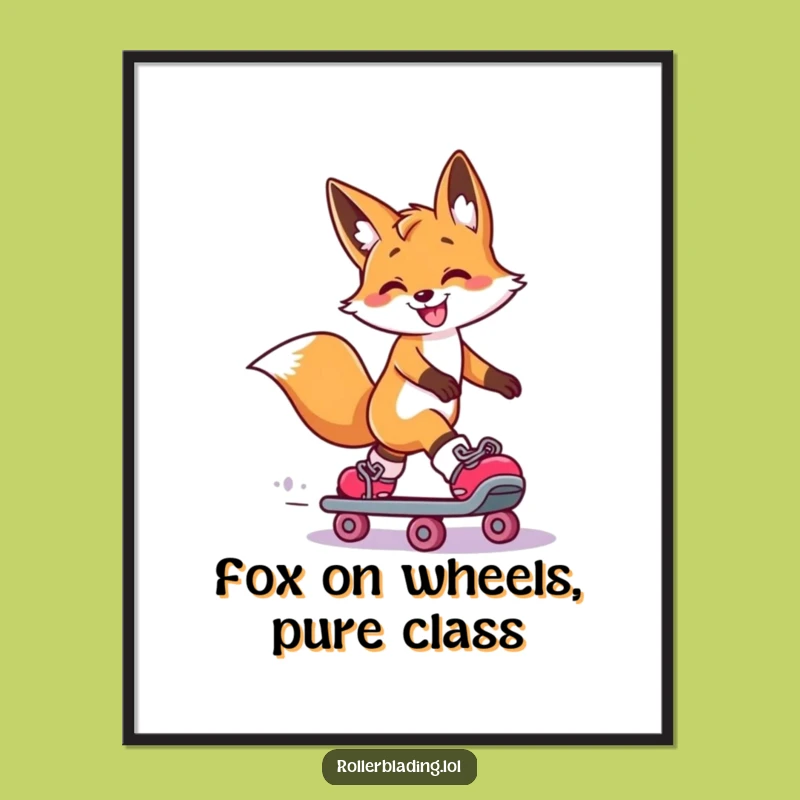 Free Printable Fox Art: Dramatic Skater Slide Downloadable Wall Decor