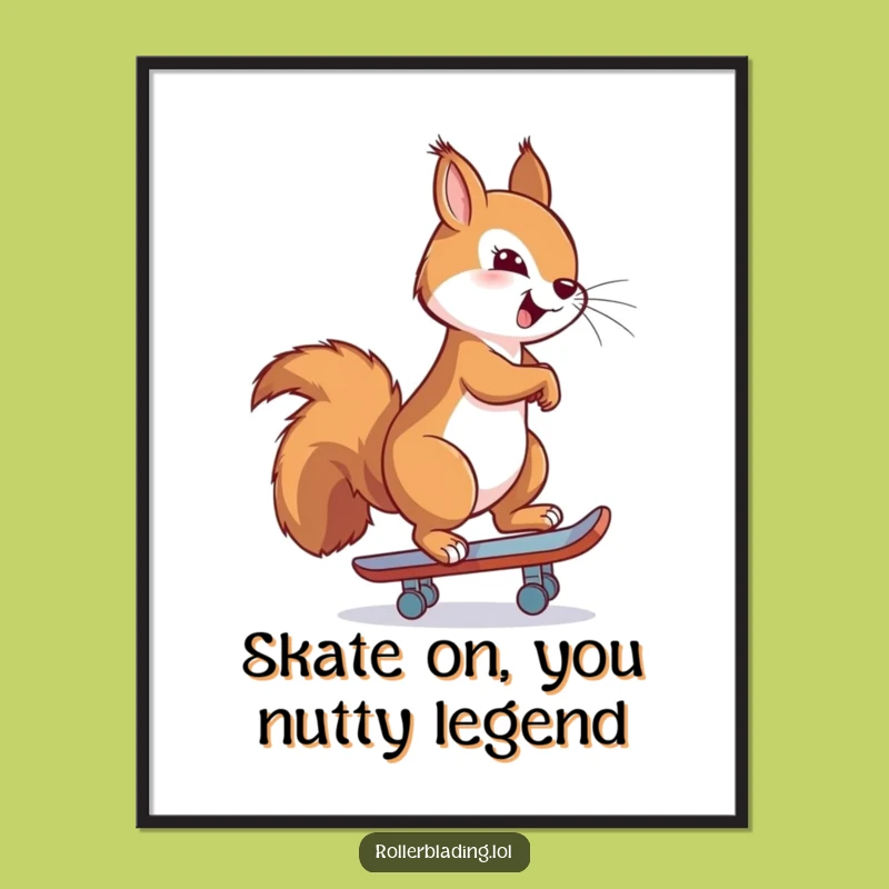 Free Printable Wall Art: Confident Skating Squirrel, Cool Downloadable Decor