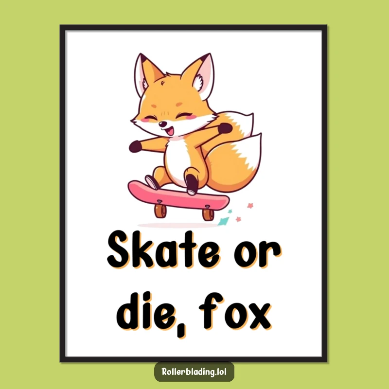 Free Printable Wall Art: Cool Skating Fox - Downloadable Humorous Decor