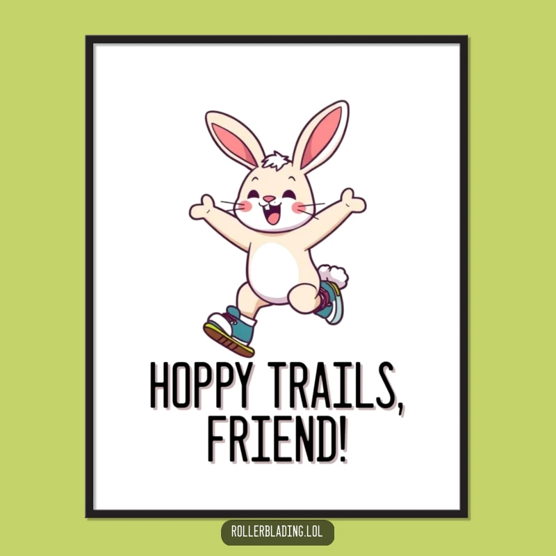 Free Printable Wall Art: Funny Skating Bunny, Hilarious Downloadable Decor for Charm
