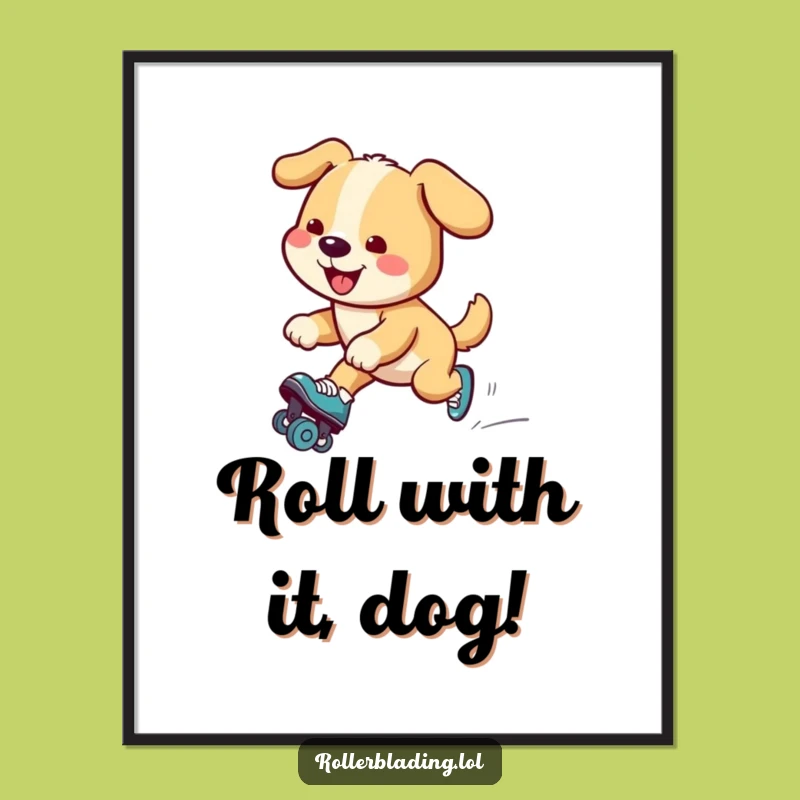 Free Printable Wall Art: Funny Skating Dog, Hilarious Downloadable Decor for Dog Lovers