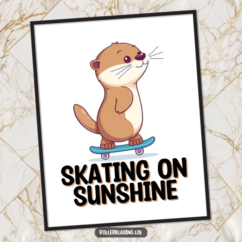 Funny Free Printable Wall Art: A giggling otter skates backwards with a proud expression, adding quirky charm.