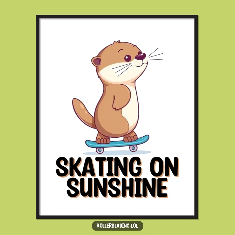 Free Printable Wall Art Giggling Otter Skating Backwards Downloadable Art