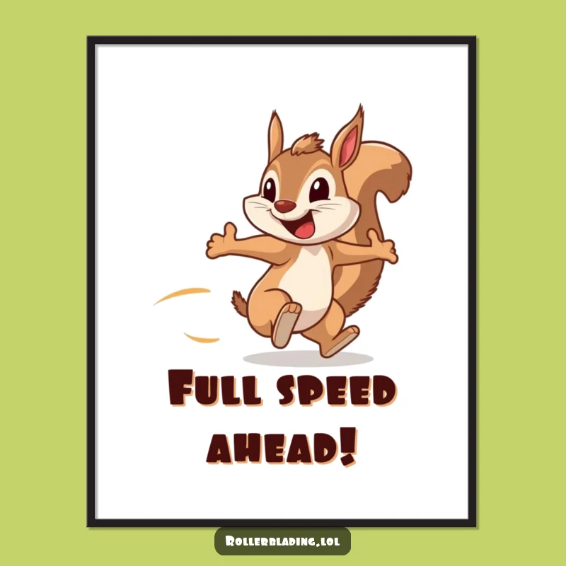 Free Printable Wall Art: Grinning Squirrel Speed, Funny Downloadable Art for Active Spaces