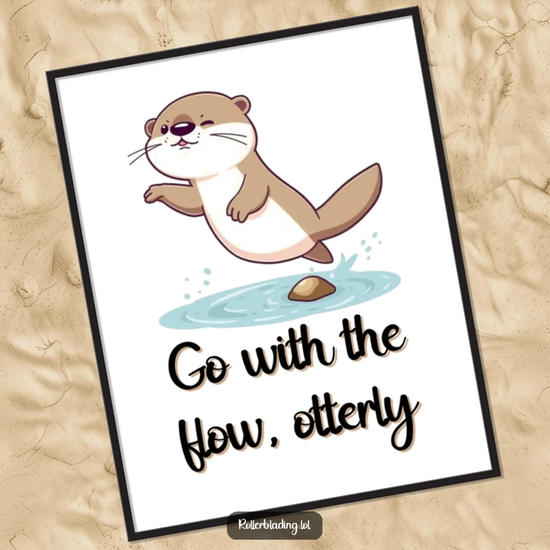 Funny Free Printable Wall Art: A giggling otter makes a daring jump and lands with a comical wobble, perfect for a humorous art display.