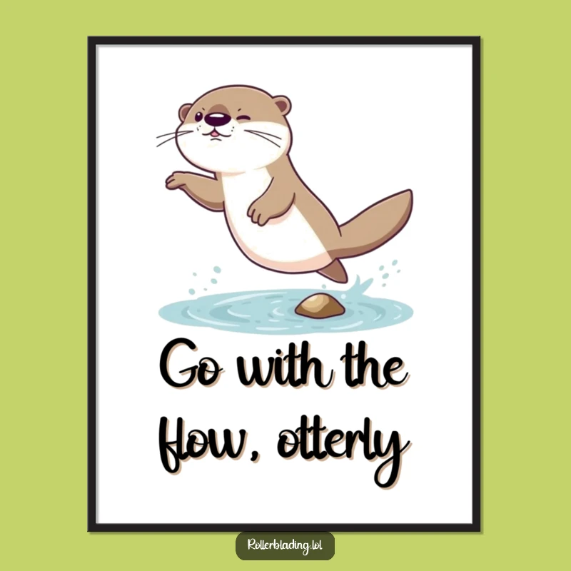 Free Printable Wall Art: Giggling Otter Jumping - Funny Downloadable Art for Hilarious Decor
