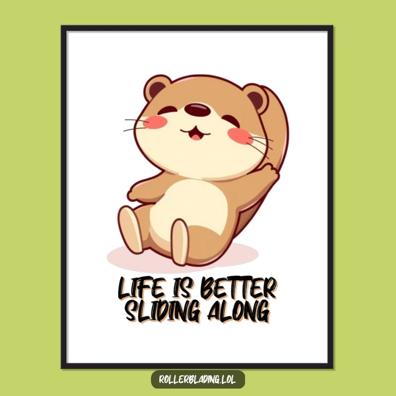 Free Printable Wall Art: Playful Otter's Funny Slide Action Downloadable