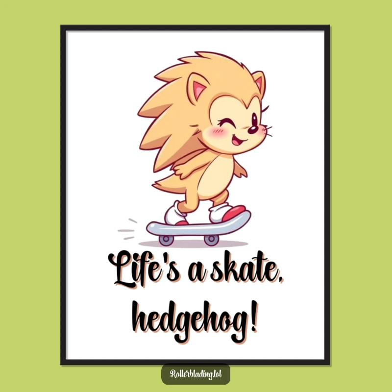 Free Printable Hedgehog Skating Art: Fun Animal Downloadable Wall Decor DIY