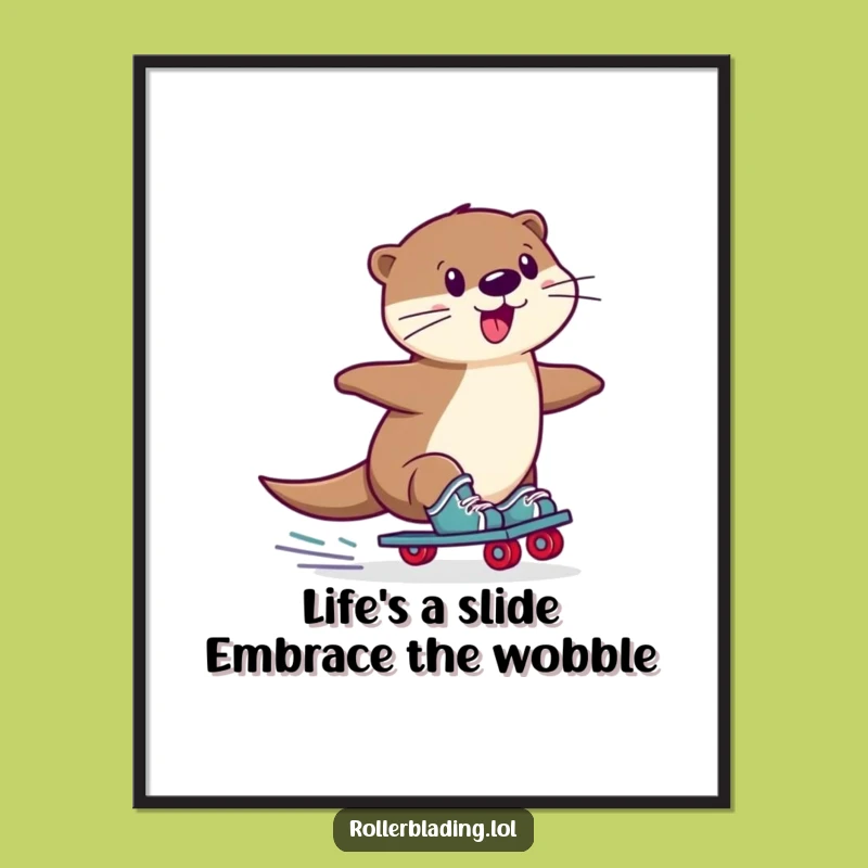 Free Printable Otter Roller Skate Wall Art Funny Downloadable Decor Gift