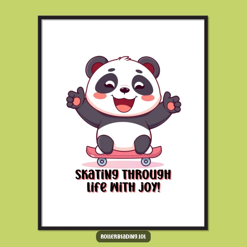 Free Printable Wall Art: Joyful Panda Skater, Hilarious Downloadable Decor!