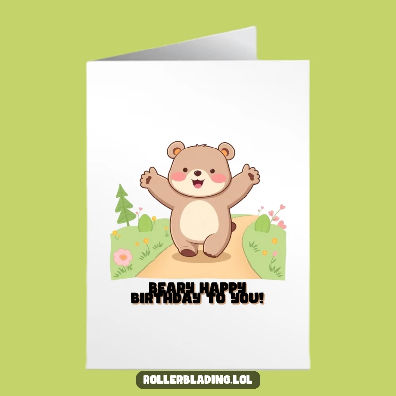 Free Printable Birthday Card: Happy Bear Cruising Joyful Funny Gift