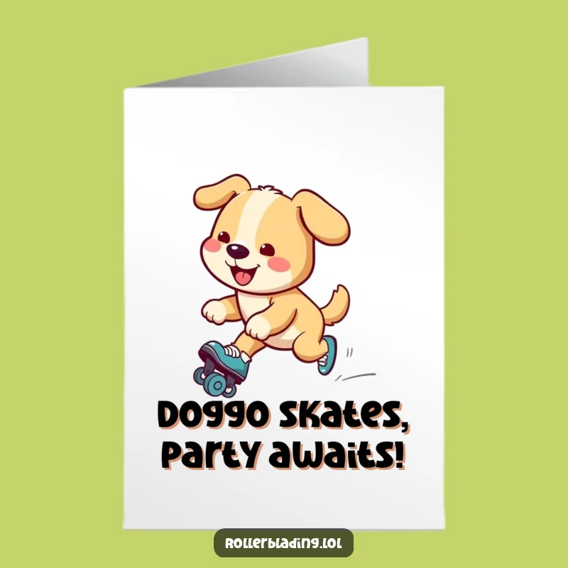 Free Printable Dog Birthday Card: Funny Skating Pup, DIY Downloadable Gift for Dog Lovers