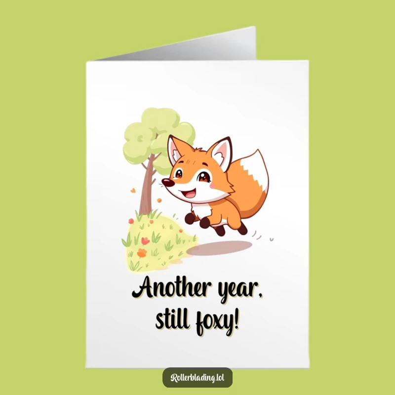 Free Printable Birthday Card: Fast Fox Grin, Humorous Downloadable Gift for Speedy Celebrations